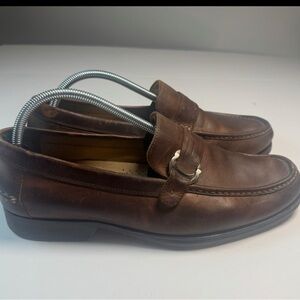 Johnston & Murphy Brown Moccasin Loafer Pinch Toe Loafer Shoes Bit Men's 10.5 M